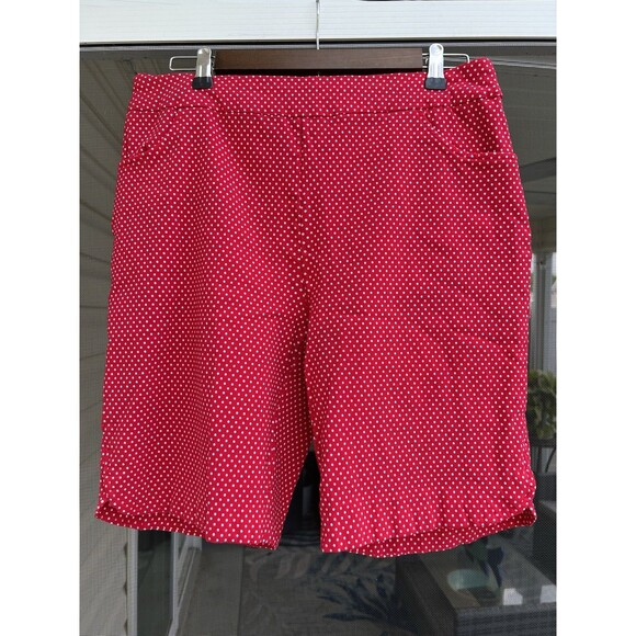 Kate Park Pants - Red White Kate Park Women's Shorts Size 1X Polka Dot Casual Stretch Dolphin Side